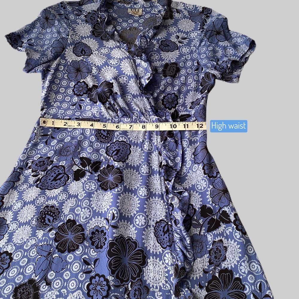 ‼️SOLD‼️ Vtg 90s ULF ANDERSSON rayon crepe Y2K print Blue novelty dress Small. - Picture 6 of 14